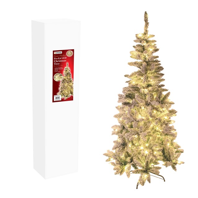 6ft Flocked Pre-Lit Pine Christmas Tree 6ft Flocked Pre-Lit Pine Christmas Tree