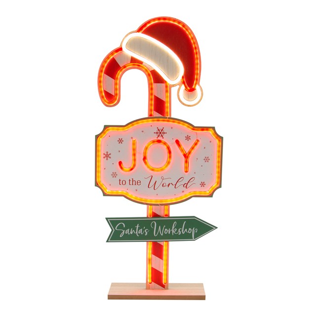 LED Neon-Style Christmas Joy Word Sign Candy Cane LED Neon-Style Christmas Joy Word Sign Candy Cane