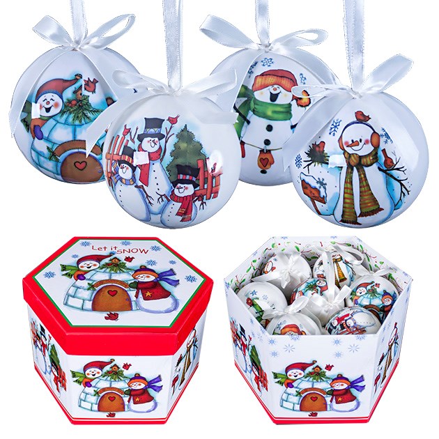 14pc Snowmen Decoupage Bauble 14pc Snowmen Decoupage Bauble