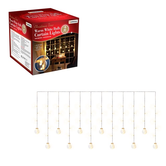 2x0.8M 108 LED Curtain Lights - W. White 2x0.8M 108 LED Curtain Lights - W. White