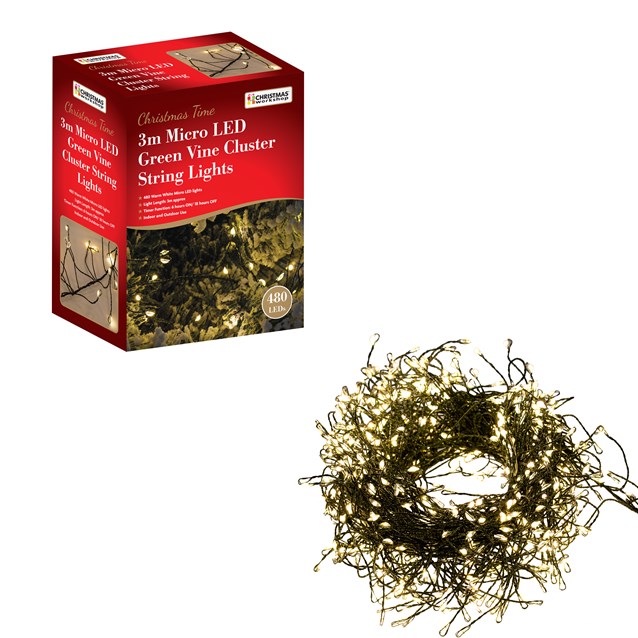 3M 480 Micro LED Green Cluster String Light - WW 3M 480 Micro LED Green Cluster String Light - WW