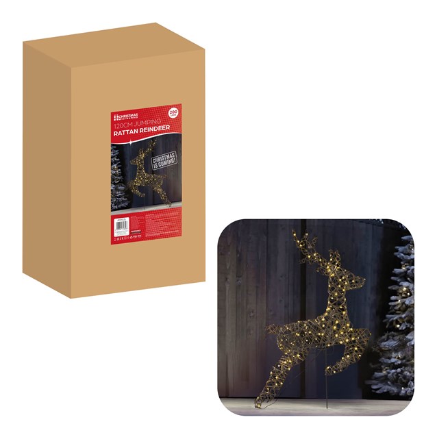 110cm Pre-lit Rattan Jumping Reindeer 110cm Pre-lit Rattan Jumping Reindeer