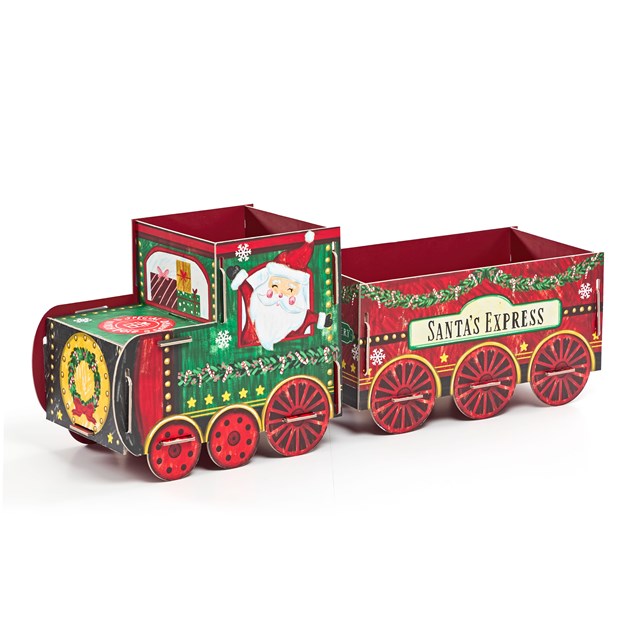 Christmas Santa Train Cardboard Gift Holder Christmas Santa Train Cardboard Gift Holder