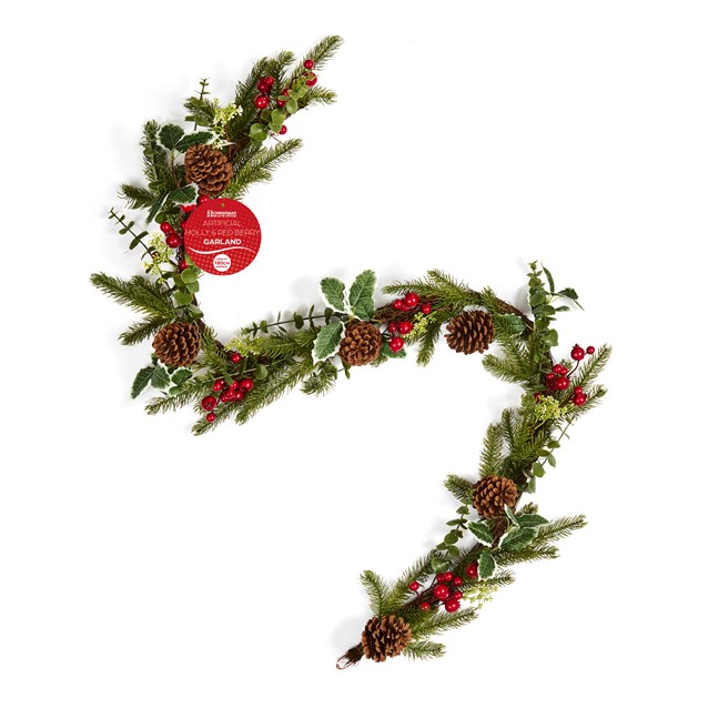 Holly and Red Berries Christmas Garland Holly and Red Berries Christmas Garland