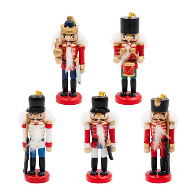 5PK Hanging Wooden Nutcrackers - Red 5PK Hanging Wooden Nutcrackers - Red