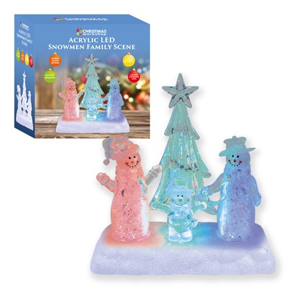 Snowman Family Scene Colour Change Acrylic