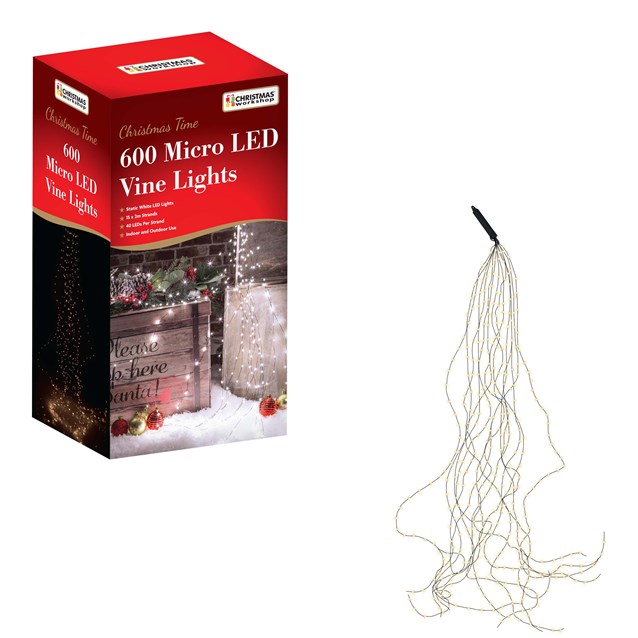 600 Micro LED Black Waterfall Vine Lights- White 600 Micro LED Black Waterfall Vine Lights- White