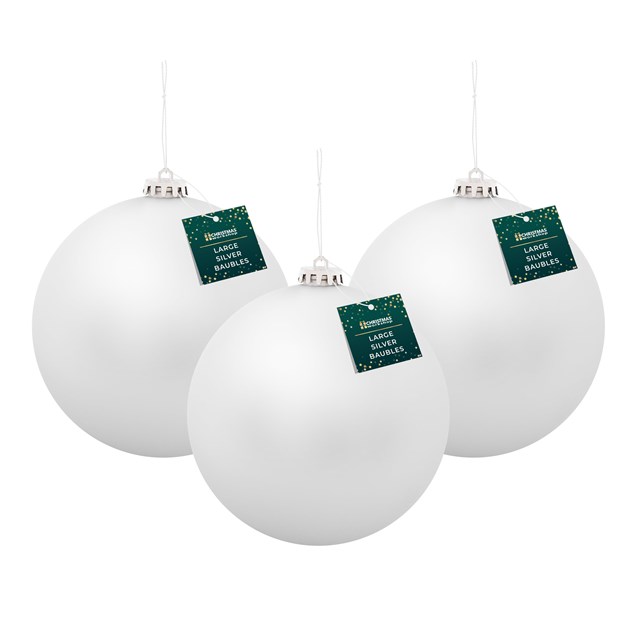 3PK 15cm Silver Traditional Matt Bauble 3PK 15cm Silver Traditional Matt Bauble