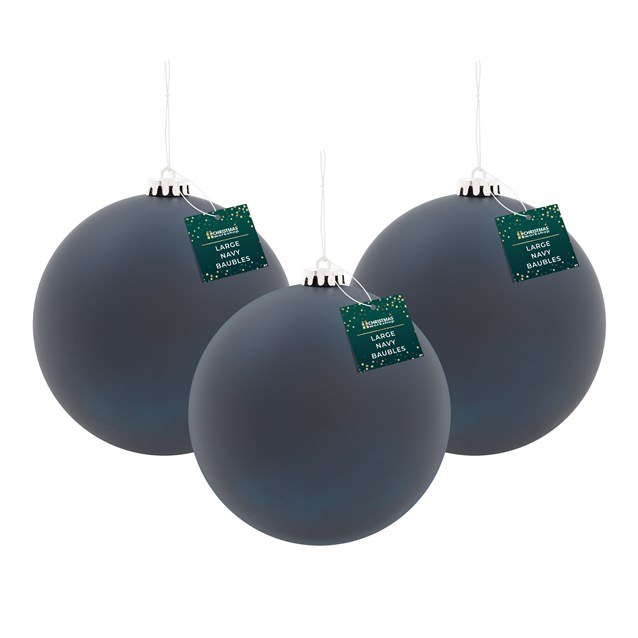 3PK 15cm Navy Blue Traditional Matt Bauble 3PK 15cm Navy Blue Traditional Matt Bauble