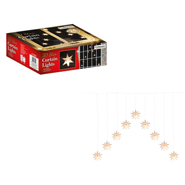 3D Star V Shape Curtain Lights - Warm White 3D Star V Shape Curtain Lights - Warm White