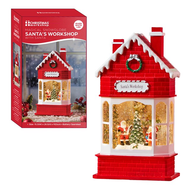 Light Up Glowing Snow Globe Santa's Workshop Light Up Glowing Snow Globe Santa's Workshop