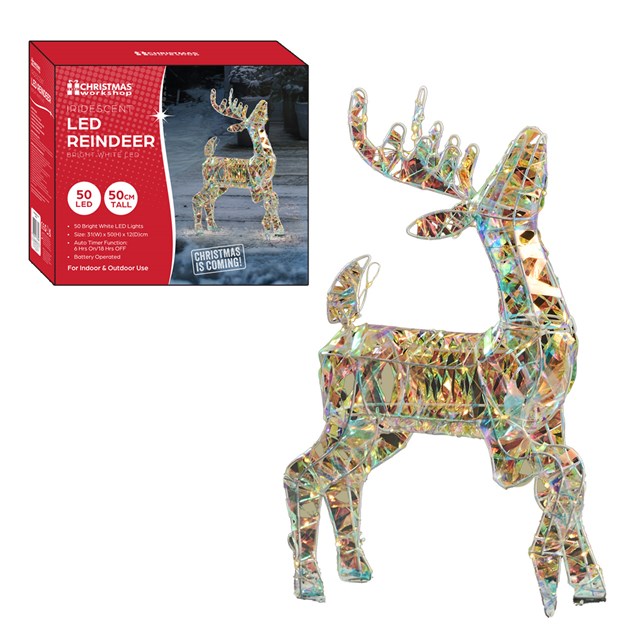 50cm Iridescent Effect Standing Reindeer Light 50cm Iridescent Effect Standing Reindeer Light
