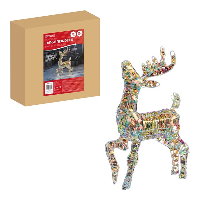 75cm Iridescent Effect Standing Reindeer Light 75cm Iridescent Effect Standing Reindeer Light