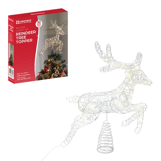 3D Silver Metal Reindeer Tree Topper 3D Silver Metal Reindeer Tree Topper