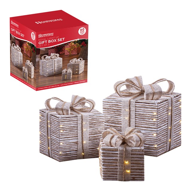 Royal Xmas Set of 3 Light Up Gift Box -S Set Royal Xmas Set of 3 Light Up Gift Box -S Set