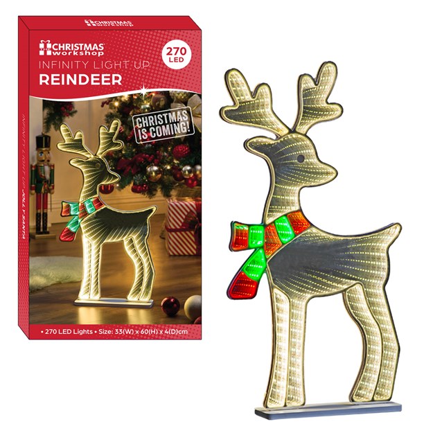 60cm Infinity Reindeer LED Mirror Light 60cm Infinity Reindeer LED Mirror Light
