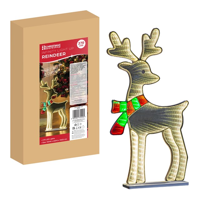 60cm Infinity Reindeer LED Mirror Light 60cm Infinity Reindeer LED Mirror Light