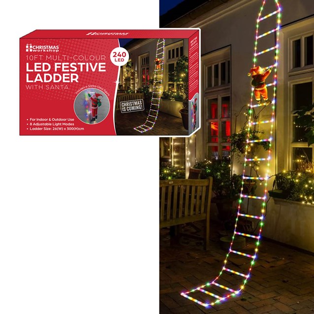 10 FT Christmas Ladder Lights with Santa Claus 10 FT Christmas Ladder Lights with Santa Claus
