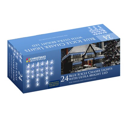 24 LED Icicle Chaser Lights Blue