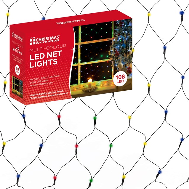 108 LED Net Static Light - Multi Coloured 108 LED Net Static Light - Multi Coloured