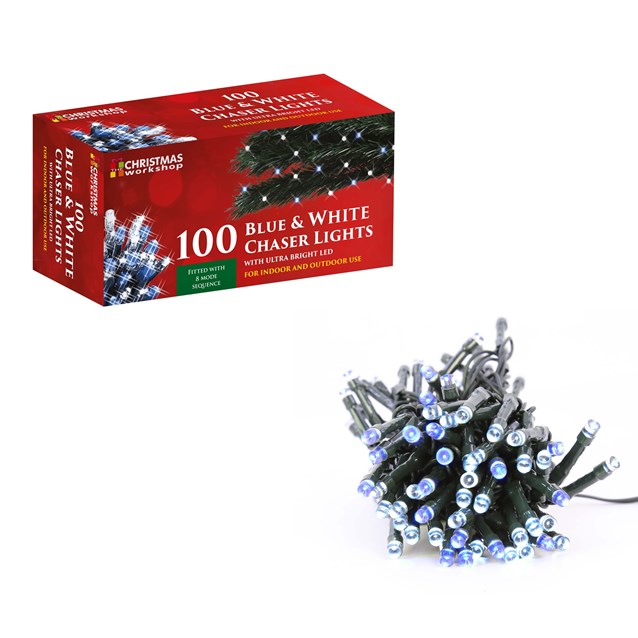 100 LED Blue & White Chaser Lights 100 LED Blue & White Chaser Lights