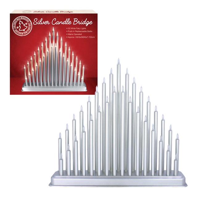 33 Warm White LED Fairy Light Silver Candle Bridge 33 Warm White LED Fairy Light Silver Candle Bridge