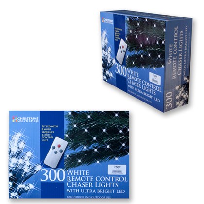 300 LED Remote Control Chaser Lights -White