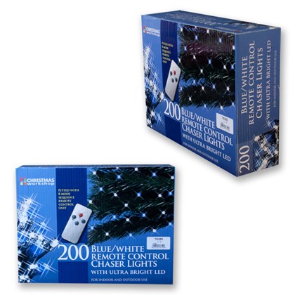 200 LED R/C Chaser Lights W/ Timer - Blue & White