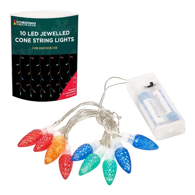 10 Multicolour Jewel Cones LED B/O Lights 10 Multicolour Jewel Cones LED B/O Lights