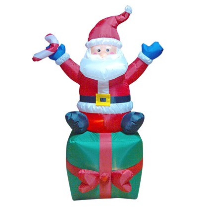 6FT LED Outdoor Inflatable Santa On Gift Box