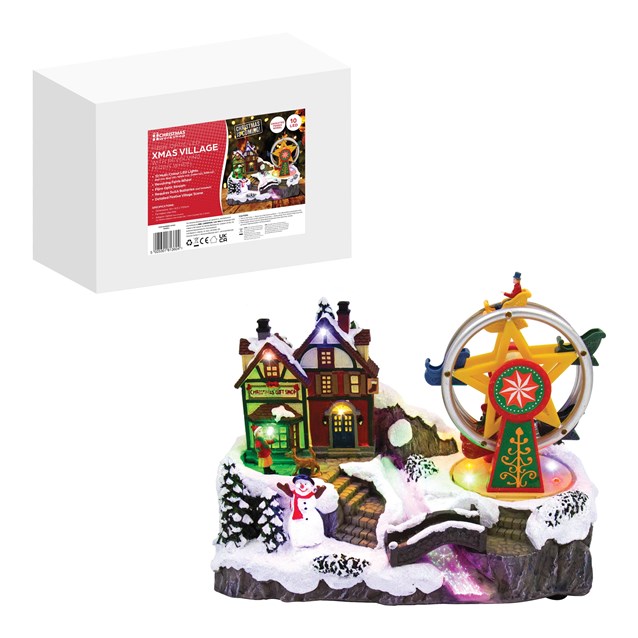 LED Xmas Village With Revolving Ferris Wheel LED Xmas Village With Revolving Ferris Wheel