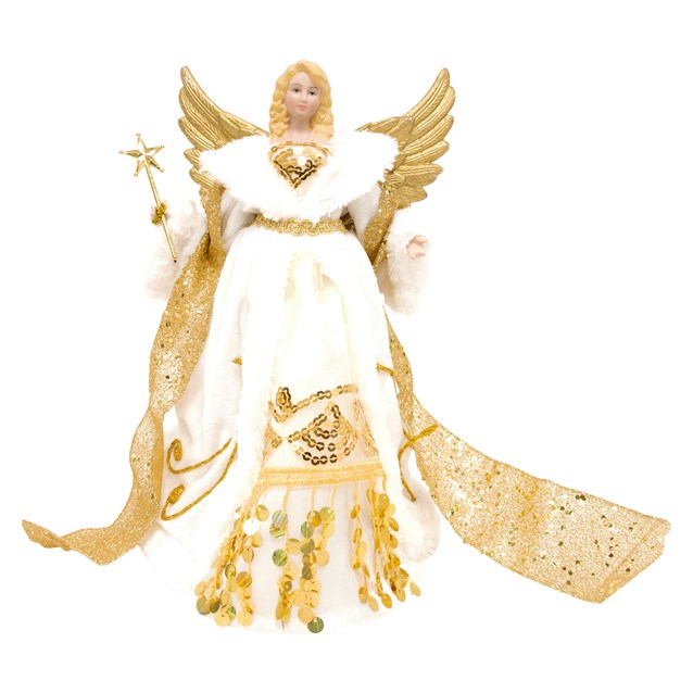 12" Gold & Cream Tree Top Angel 12" Gold & Cream Tree Top Angel