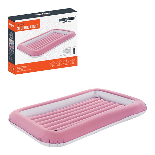 Flocked Kids Airbed - Pastel Pink Flocked Kids Airbed - Pastel Pink