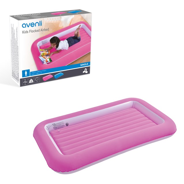 Flocked Kids Airbed - Pink Flocked Kids Airbed - Pink