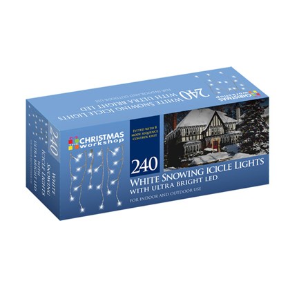 240 LED Snowing Icicle Lights - Cool White