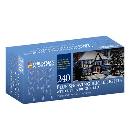 240 LED Snowing Icicle Lights - Blue