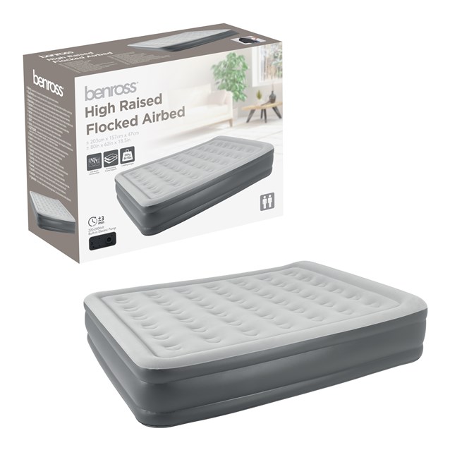 High Raised Queen Airbed + Built-in Pump - Grey High Raised Queen Airbed + Built-in Pump - Grey