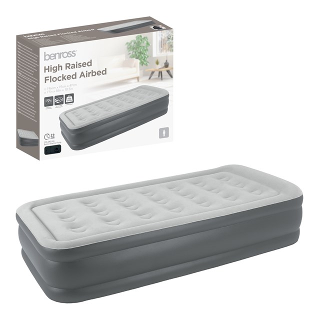 High Raised Twin Airbed + Built in Pump - Grey High Raised Twin Airbed + Built in Pump - Grey