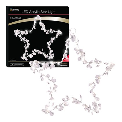 40 LED Acrylic Star Light - W.White (Batt Op)