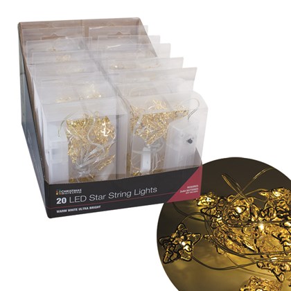20 Micro LED Metal Star String Light - W.White