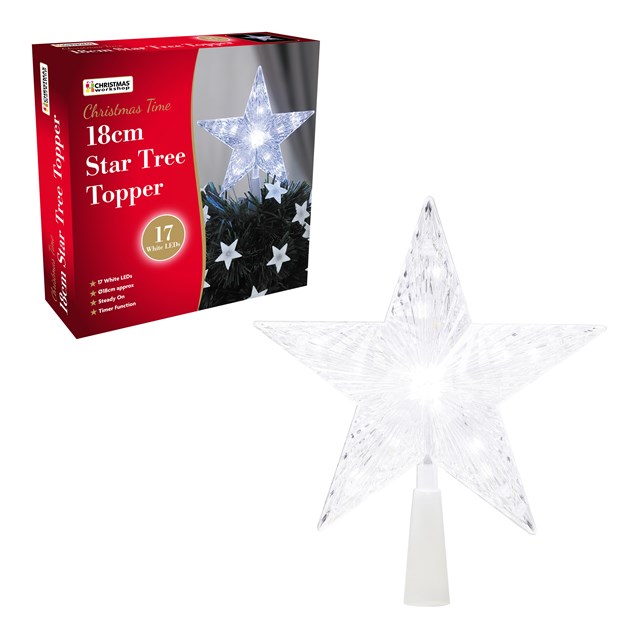 18cm White LED Star Tree Topper 18cm White LED Star Tree Topper