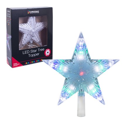 24cm Multi-Colour Flashing Star Tree Topper