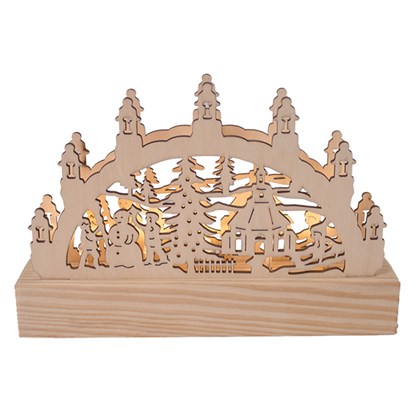 Med LED Wooden Light Up Outdoor Snow Scene