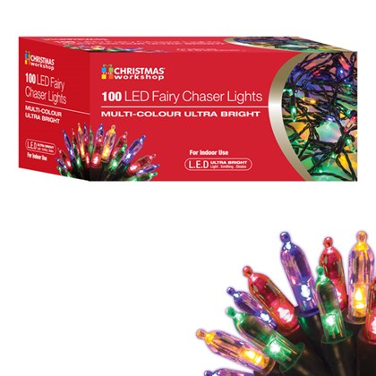 100 LED Fairy Chaser Lights - Multi Coloured
