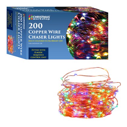 200 LED Copper Wire Chaser Lights- Multi Coloured