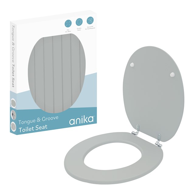 Tongue and Groove Grey Toilet Seat