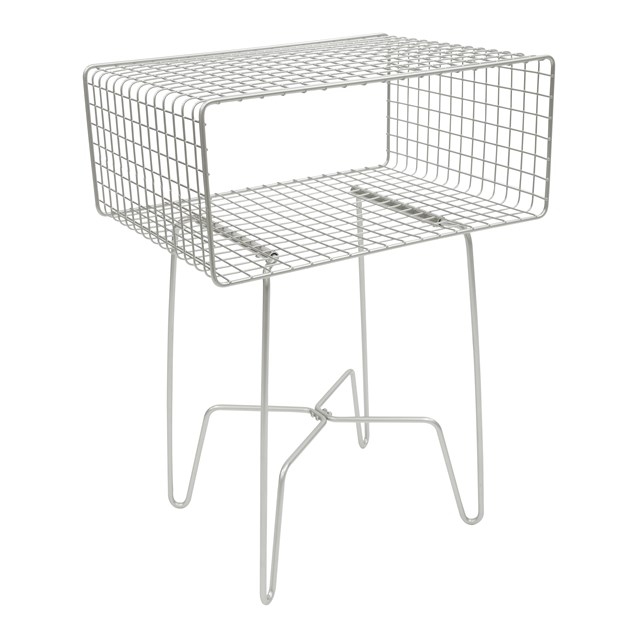2 Tier Wire Side Table with hairpin legs, Satin 2 Tier Wire Side Table with hairpin legs, Satin