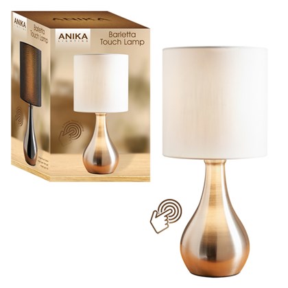 Silver Touch Lamp-White Shade