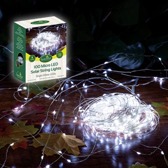 100 LED Micro Solar String Light -Bright White