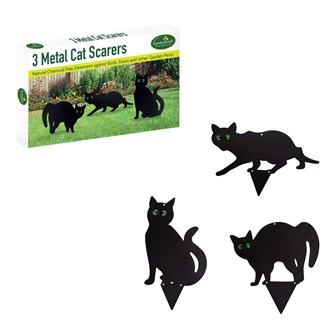 Set of 3 Black Scarer  Metal Garden Stake Cat